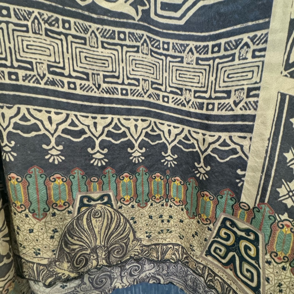 Johnny Was Black and Beige Printed Tunic with Green Accents - Picture 3 of 3